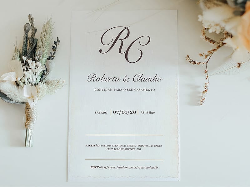 Modelo de Convite de Casamento - Pergaminho Tradicional Crie seu convite de casamento - Pergaminho Tradicional| FestaLab