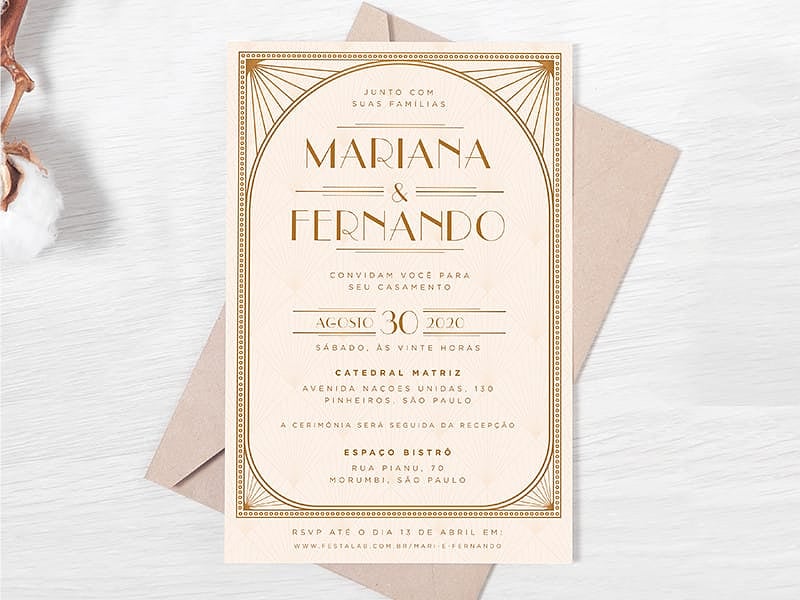 Modelo de Convite de Casamento - Vintage creme Crie seu convite de casamento - Vintage creme| FestaLab