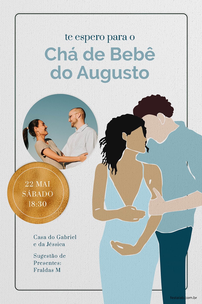 Modelo de Convite de Cha de bebe - Amor de Pais azul Criar convite de Chá de bebê - Amor de Pais azul| FestaLab