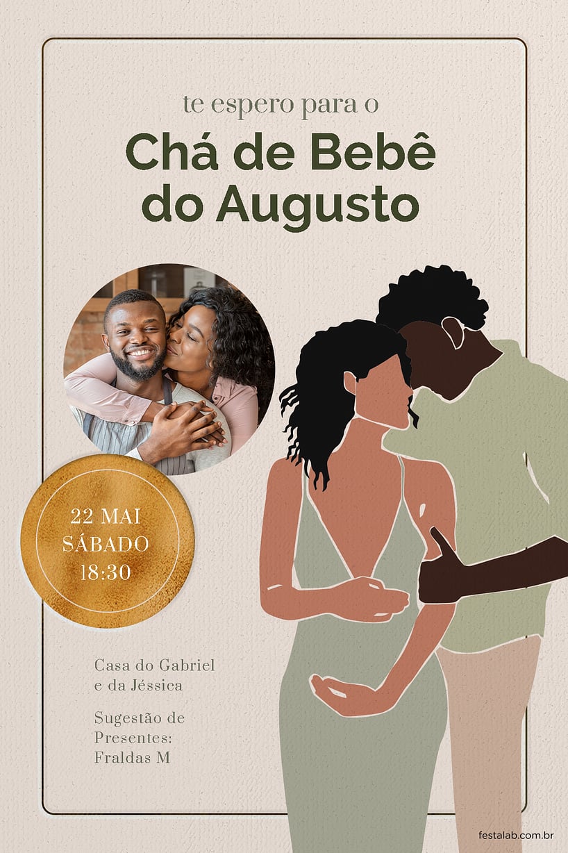 Modelo de Convite de Cha de bebe - Amor de Pais verde Criar convite de Chá de bebê - Amor de Pais verde| FestaLab