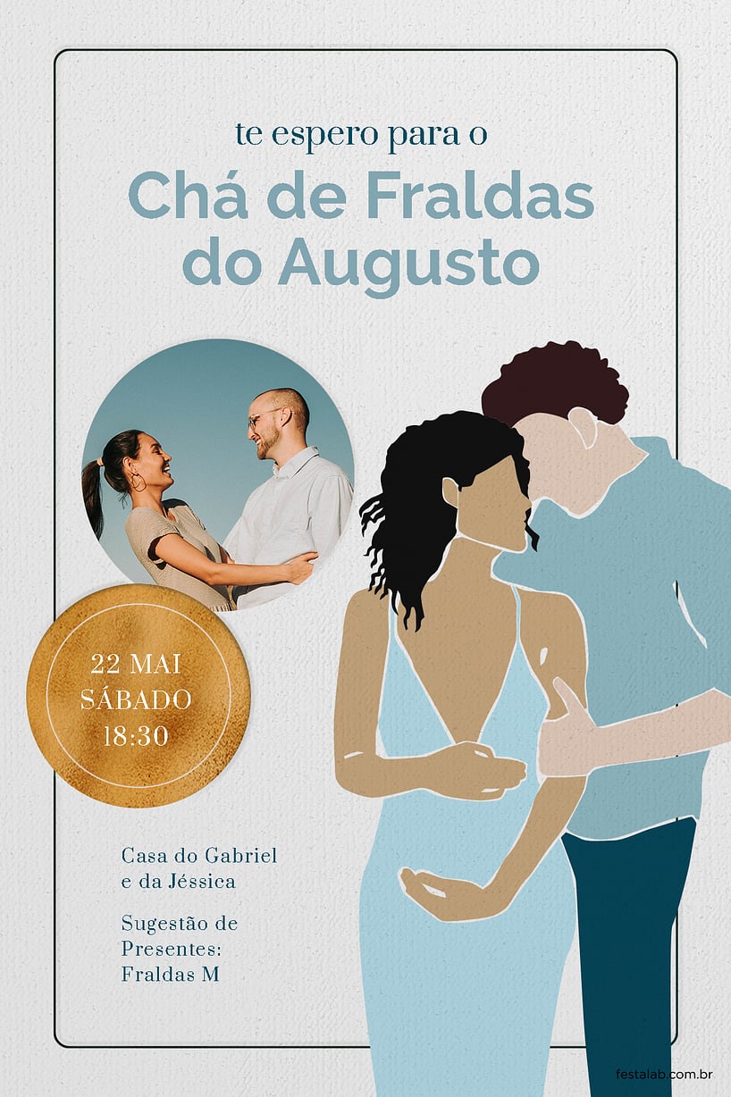 Modelo de Convite de Cha de fraldas - Amor de Pais azul Criar convite de Chá de fraldas - Amor de Pais azul| FestaLab