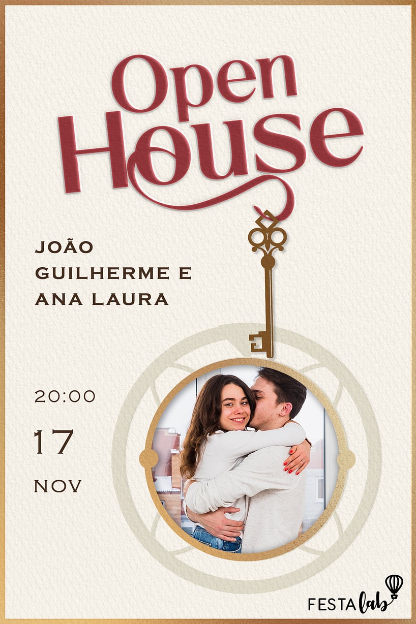 Modelo de Convite de Cha de panela - Open House Criar convite de chá de panela - Open House| FestaLab
