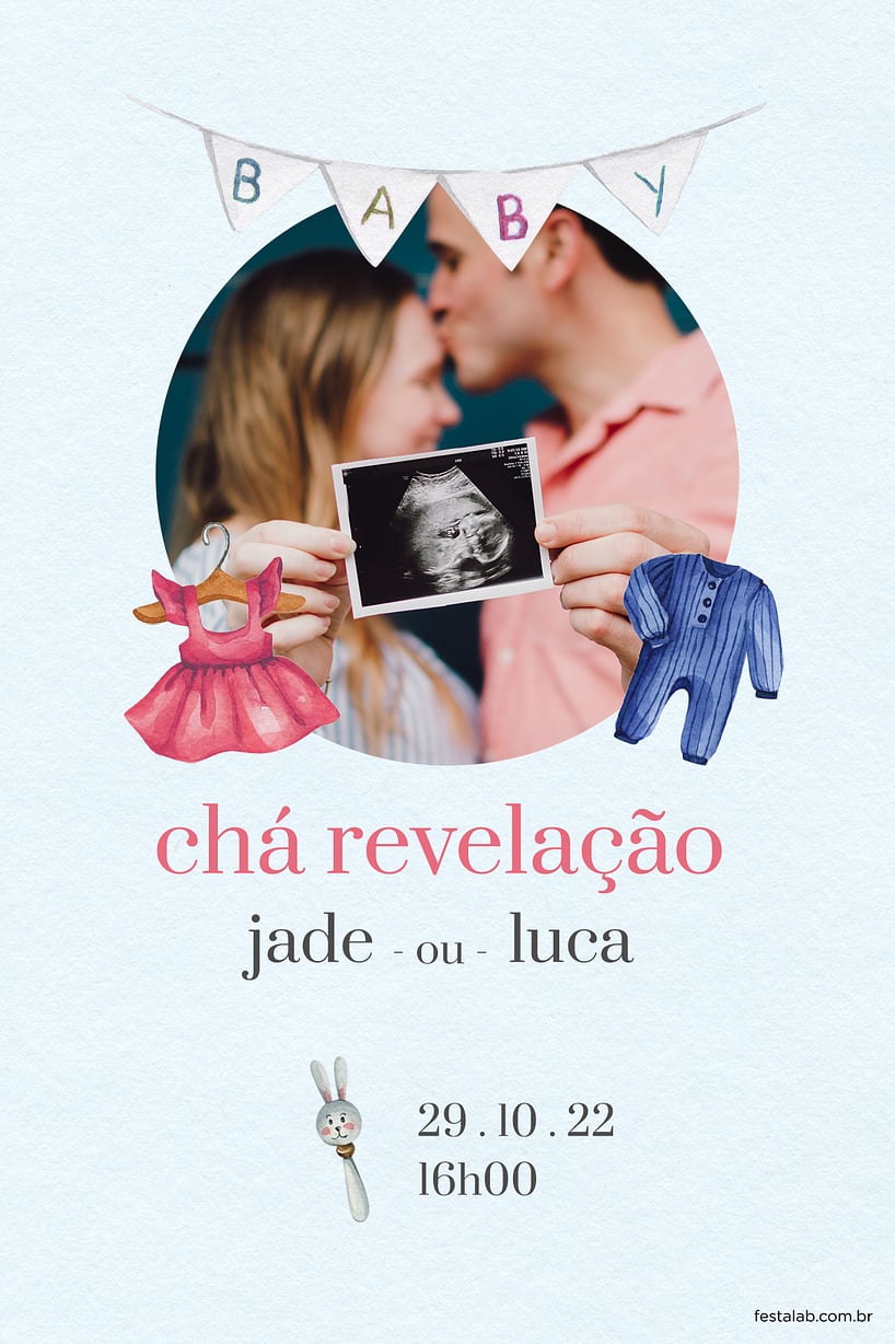 Modelo de Convite de Cha revelacao - Bebe Azul Criar convite de Chá revelação - Bebê Azul| FestaLab
