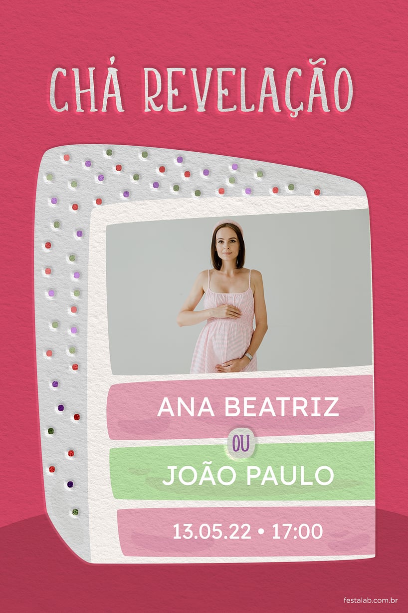 Modelo de Convite de Cha revelacao - Bolo Revelacao Rosa Criar convite de Chá revelação - Bolo Revelação Rosa| FestaLab