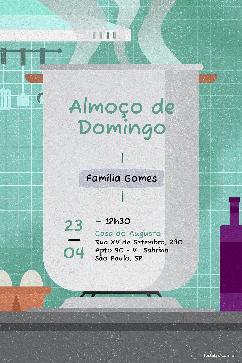 Modelo de Convite de Ocasioes especiais - Almoco deco verde Criar convite de Ocasiões especiais - Almoço deco verde| FestaLab