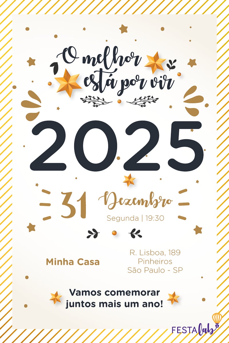 Modelo de Convite de Ocasioes especiais - Ano Novo 2024 Criar convite de Ocasiões especiais - Ano Novo 2025| FestaLab
