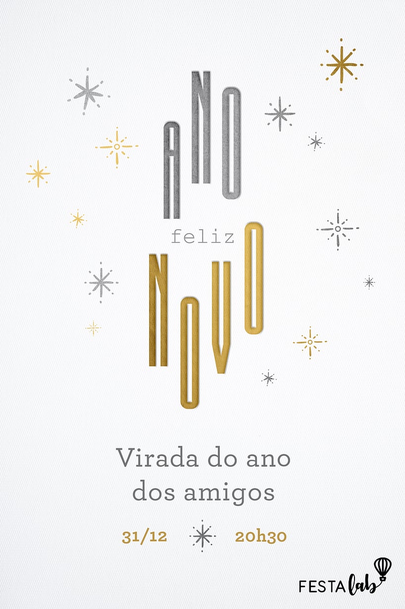 Modelo de Convite de Ocasioes especiais - Ano novo minimalista Criar convite de Ocasiões especiais - Ano novo minimalista| FestaLab