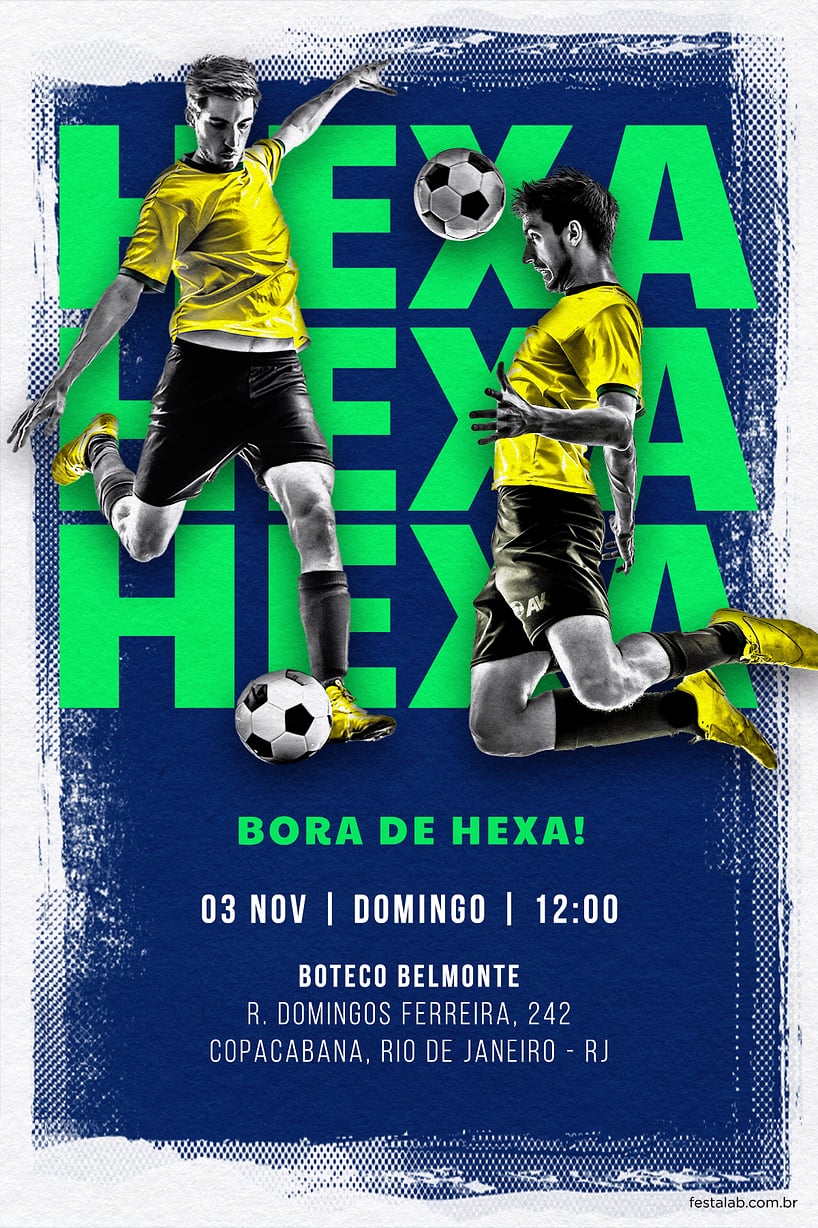 Modelo de Convite de Ocasioes especiais - Bora de Hexa Criar convite de Ocasiões especiais - Bora de Hexa| FestaLab