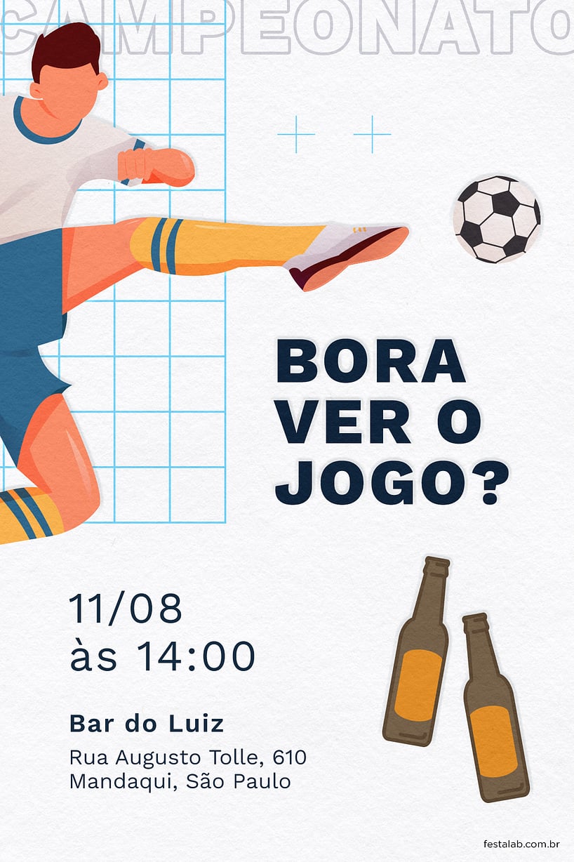 Modelo de Convite de Ocasioes especiais - Bora ver o jogo? Criar convite de Ocasiões especiais - Bora ver o jogo?| FestaLab