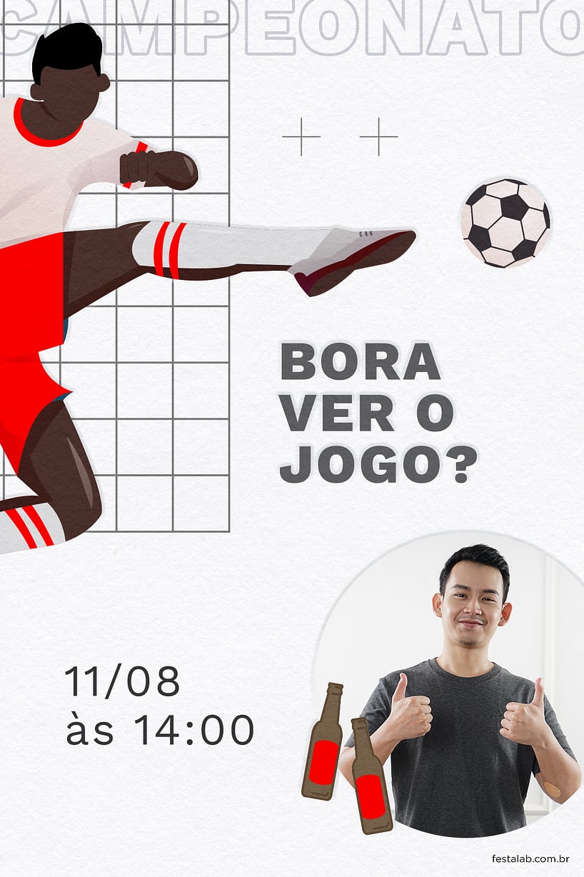 Modelo de Convite de Ocasioes especiais - Bora ver o jogo? Vermelho Criar convite de Ocasiões especiais - Bora ver o jogo? Vermelho| FestaLab