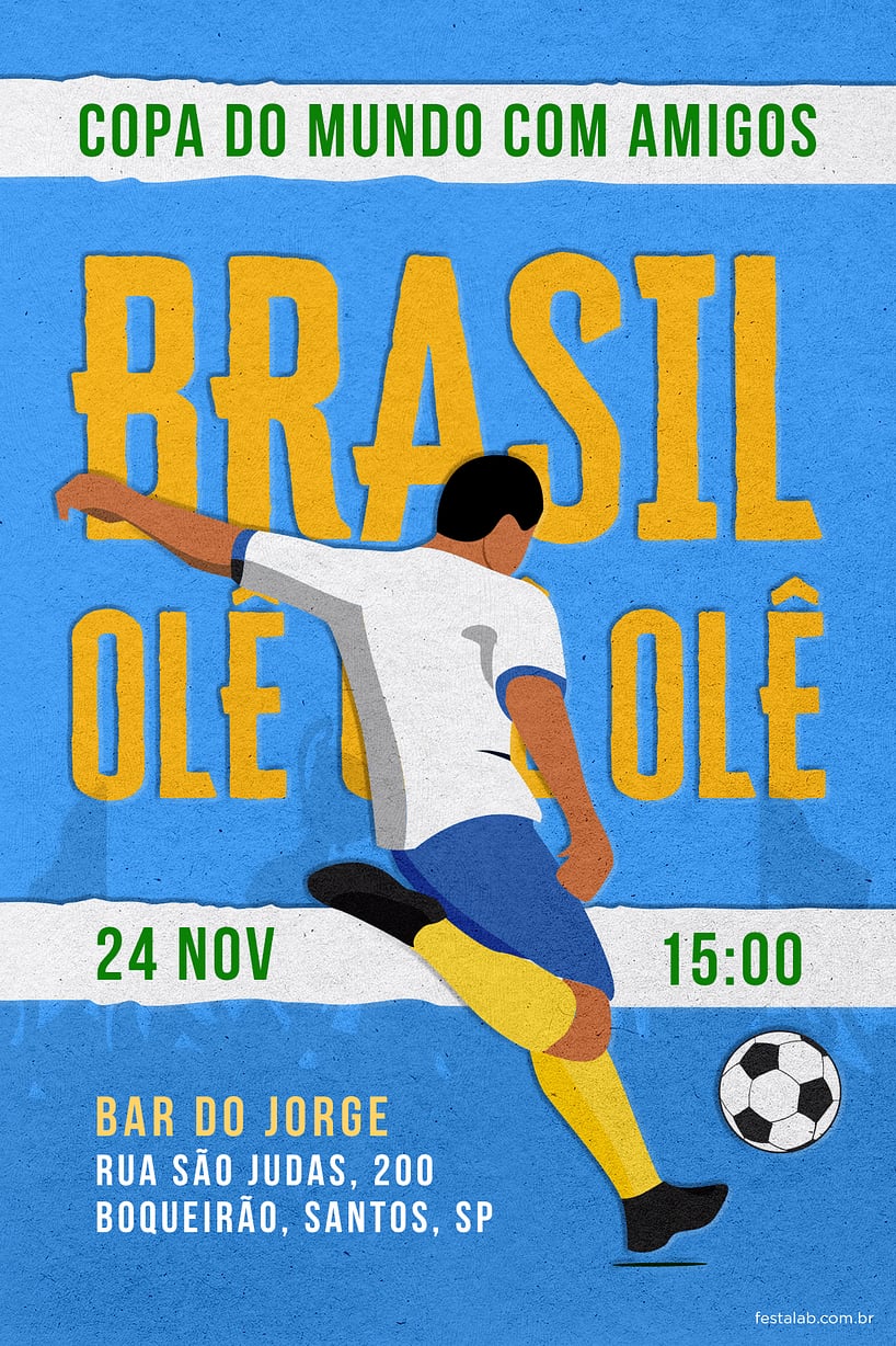 Modelo de Convite de Ocasioes especiais - Brasil Azul Criar convite de Ocasiões especiais - Brasil Azul| FestaLab