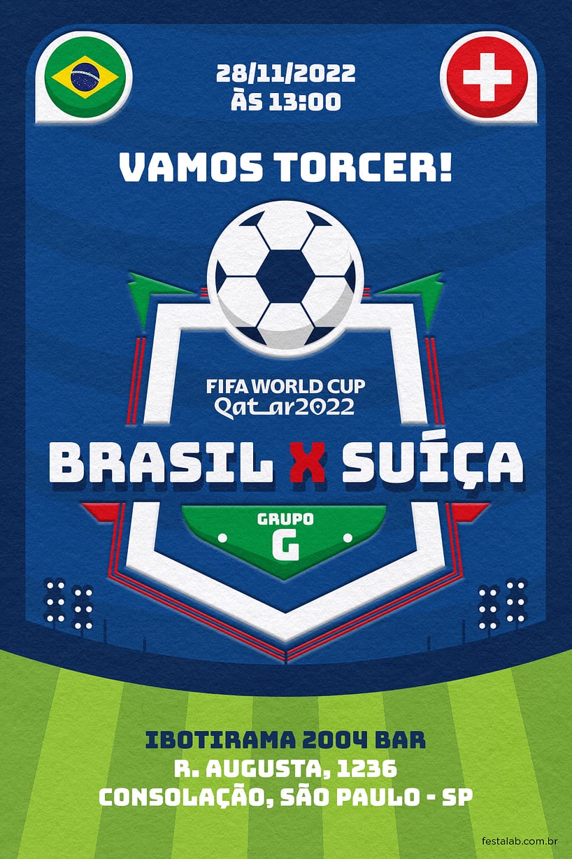 Modelo de Convite de Ocasioes especiais - Brasil x Suica Criar convite de Ocasiões especiais - Brasil x Suiça| FestaLab