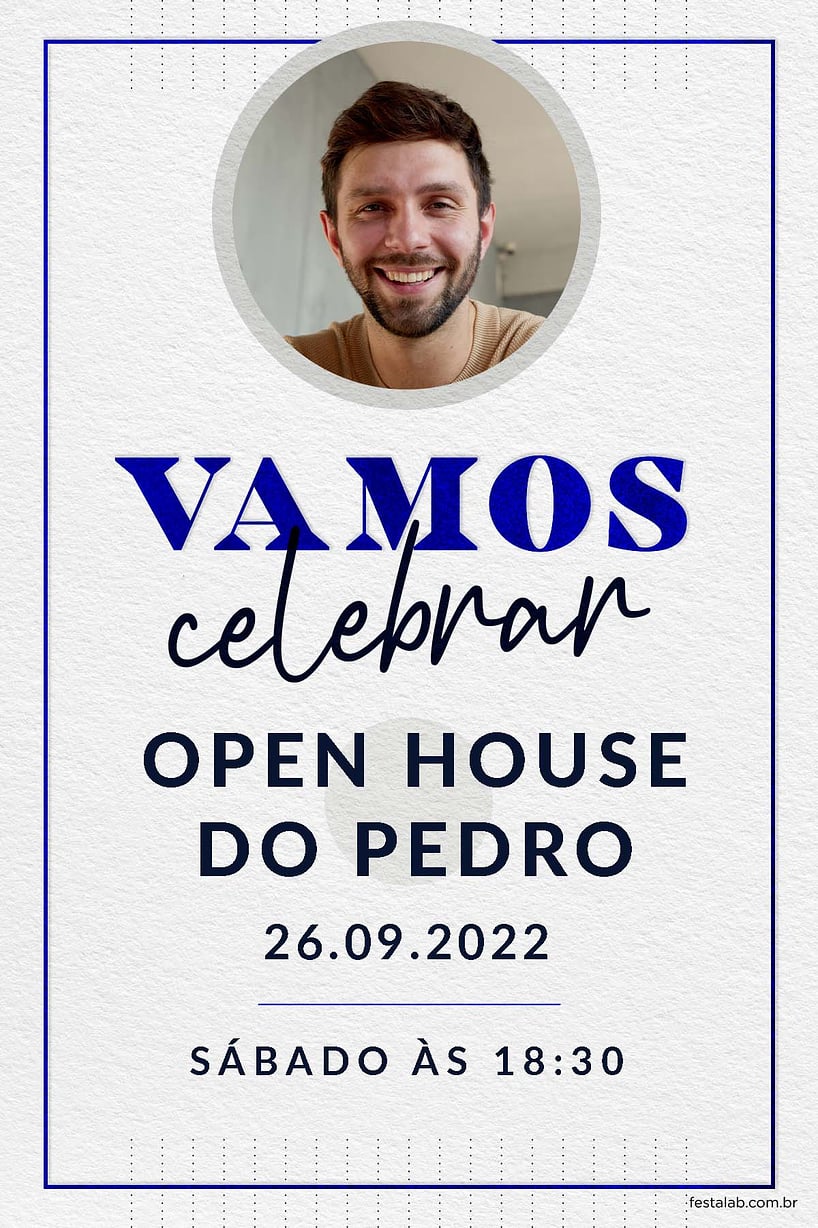 Modelo de Convite de Ocasioes especiais - Celebracao azul Criar convite de Ocasiões especiais - Celebração azul| FestaLab