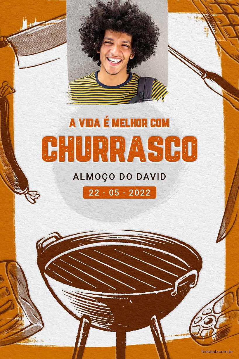 Modelo de Convite de Ocasioes especiais - Churrasco na grelha Criar convite de Ocasiões especiais - Churrasco na grelha| FestaLab