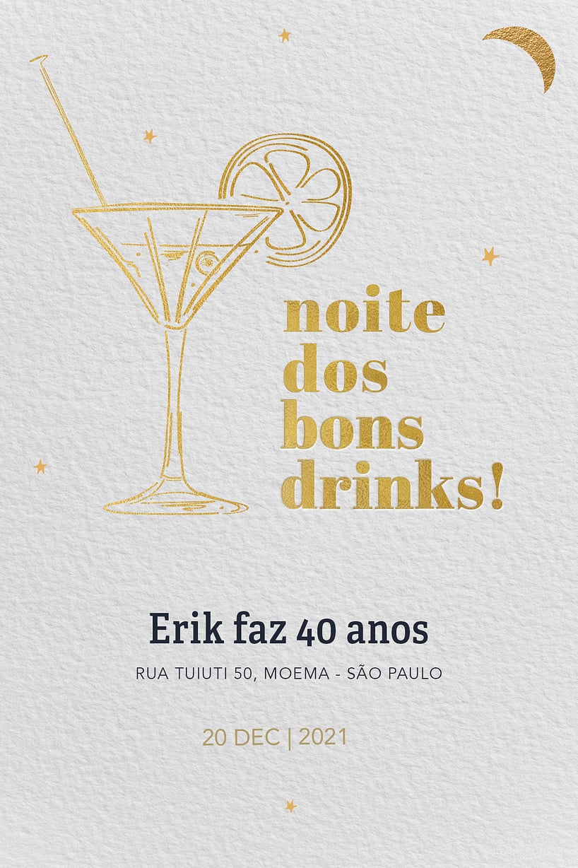 Modelo de Convite de Ocasioes especiais - Drinks Adulto Criar convite de Ocasiões especiais - Drinks Adulto| FestaLab