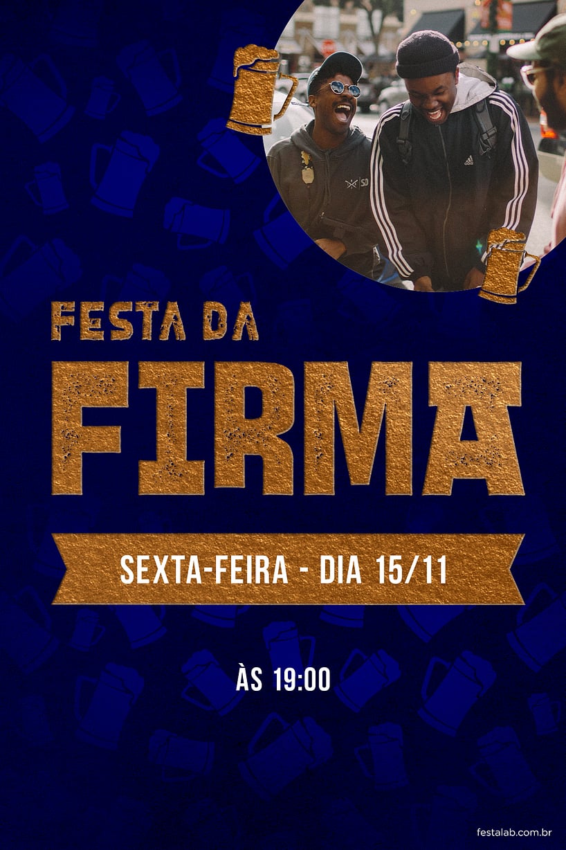 Modelo de Convite de Ocasioes especiais - Festa da Firma Azul Criar convite de Ocasiões especiais - Festa da Firma Azul| FestaLab