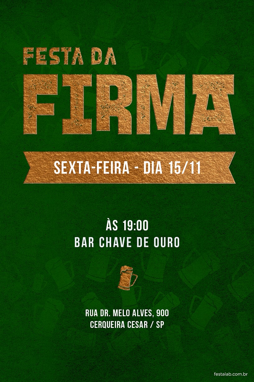 Modelo de Convite de Ocasioes especiais - Festa da Firma Verde Criar convite de Ocasiões especiais - Festa da Firma Verde| FestaLab