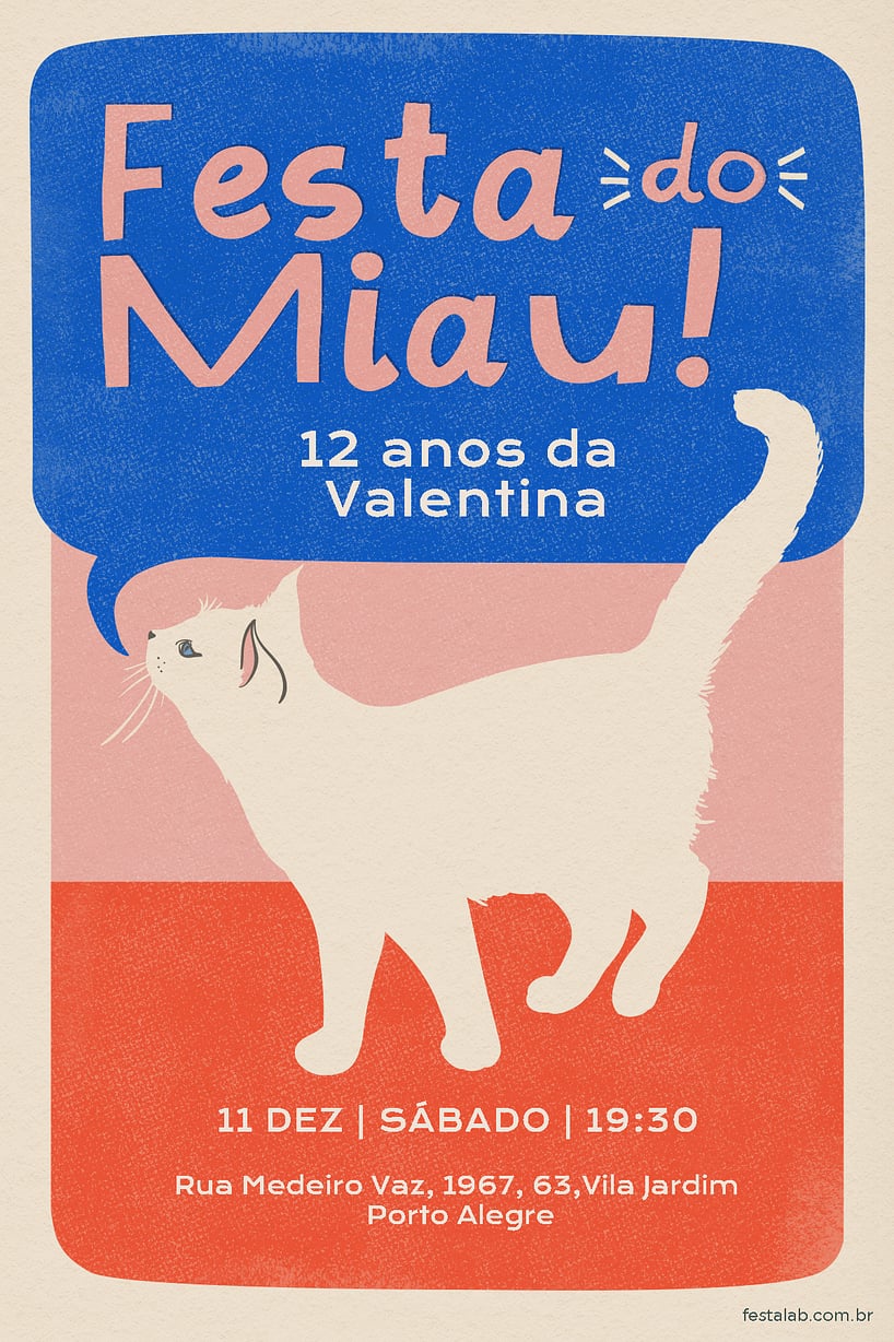 Modelo de Convite de Ocasioes especiais - Festa do Miau Criar convite de Ocasiões especiais - Festa do Miau| FestaLab