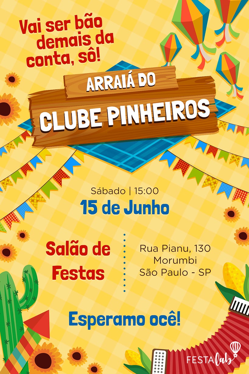 Modelo de Convite de Ocasioes especiais - Festa Junina Criar convite de Ocasiões especiais - Festa Junina| FestaLab