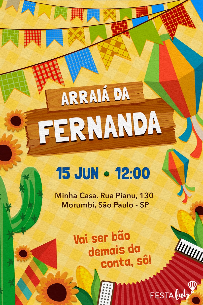 Modelo de Convite de Ocasioes especiais - Festa Junina Criar convite de Ocasiões especiais - Festa Junina| FestaLab