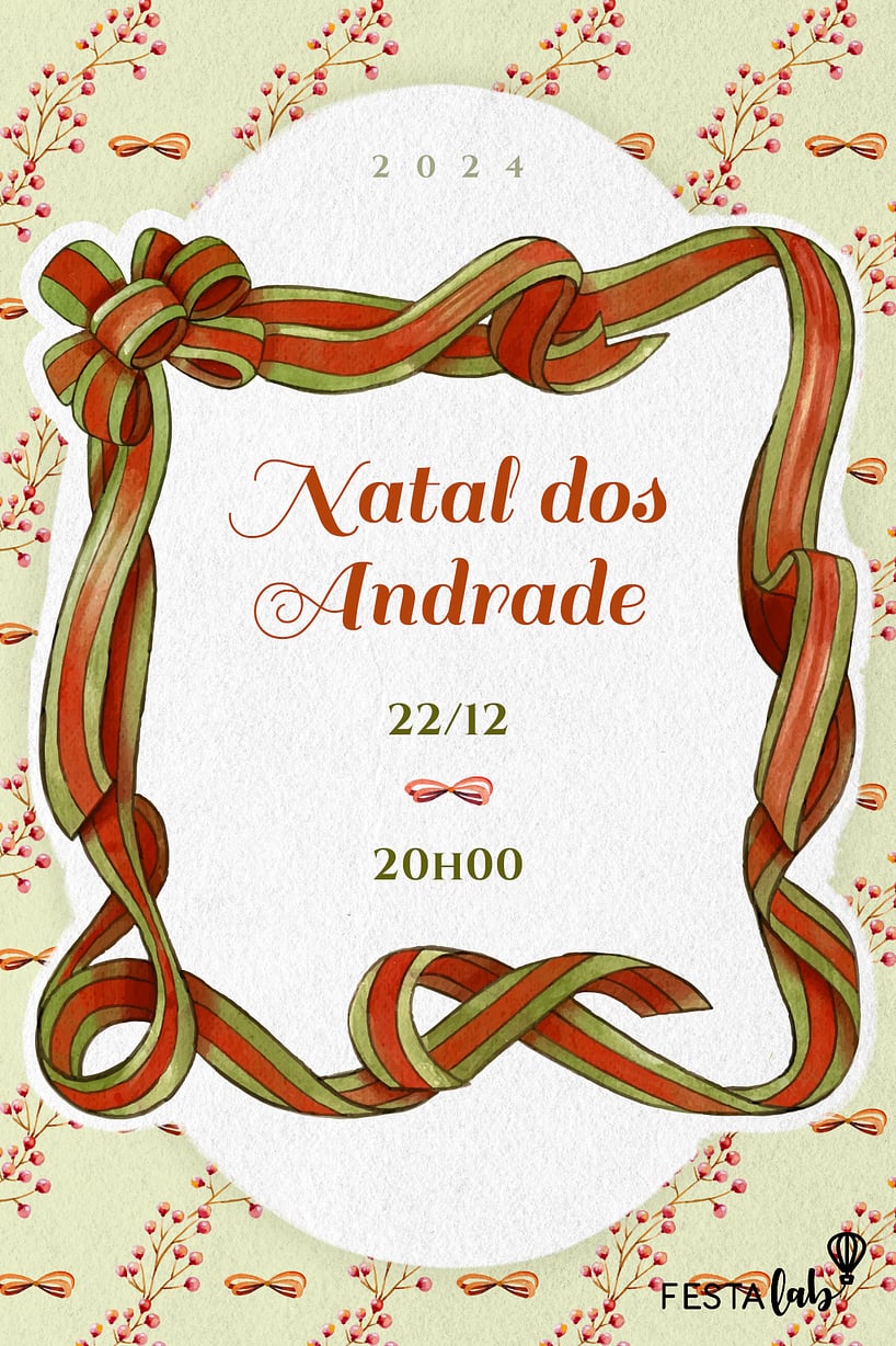 Modelo de Convite de Ocasioes especiais - Fita de natal Criar convite de Ocasiões especiais - Fita de natal| FestaLab