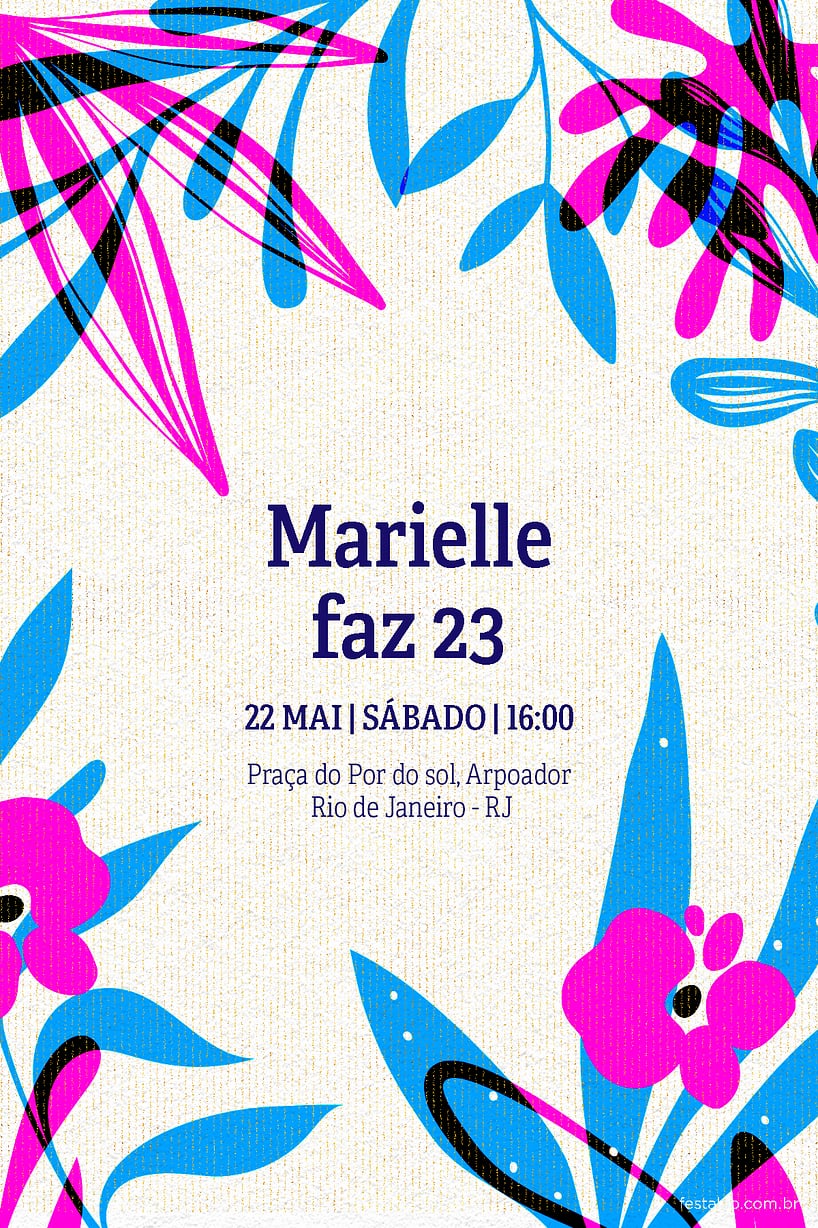 Modelo de Convite de Ocasioes especiais - Floral Criar convite de Ocasiões especiais - Floral| FestaLab