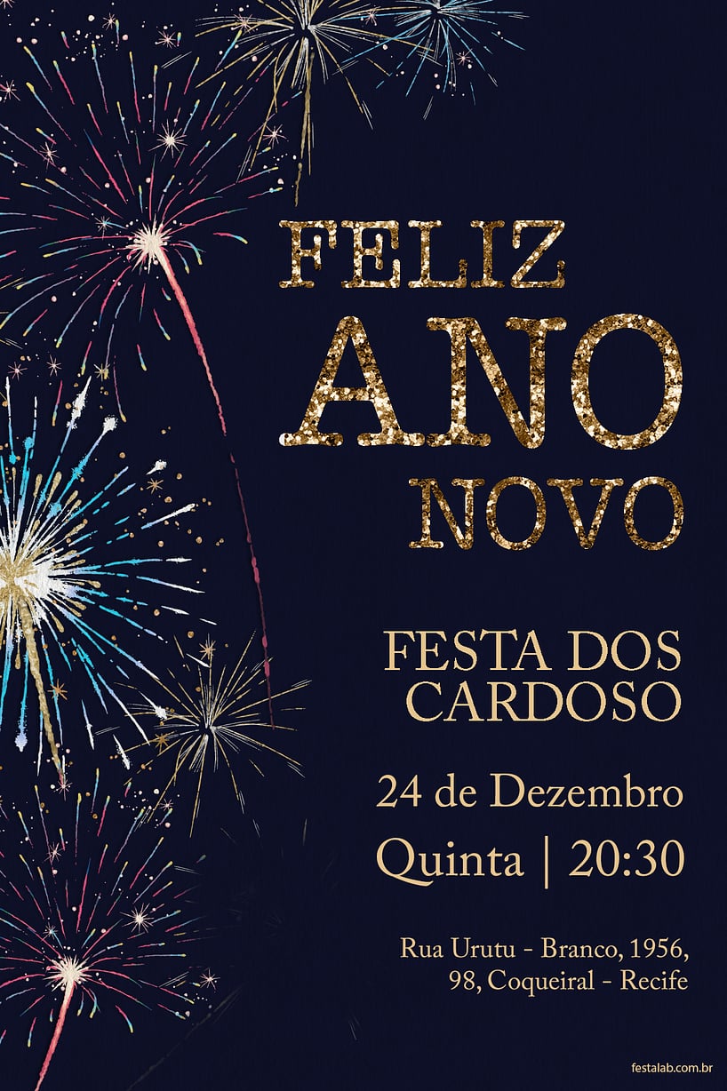 Modelo de Convite de Ocasioes especiais - Fogos de artificio Criar convite de Ocasiões especiais - Fogos de artifício| FestaLab