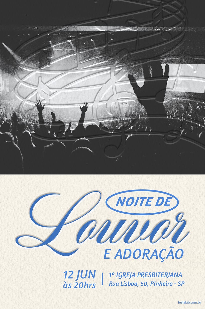 Modelo de Convite de Ocasioes especiais - Grupo de Louvor Criar convite de Ocasiões especiais - Grupo de Louvor| FestaLab