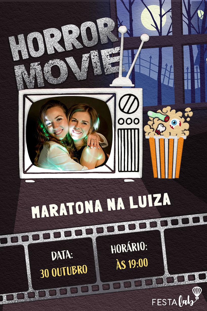 Modelo de Convite de Ocasioes especiais - Horror Movie Criar convite de Ocasiões especiais - Horror Movie| FestaLab