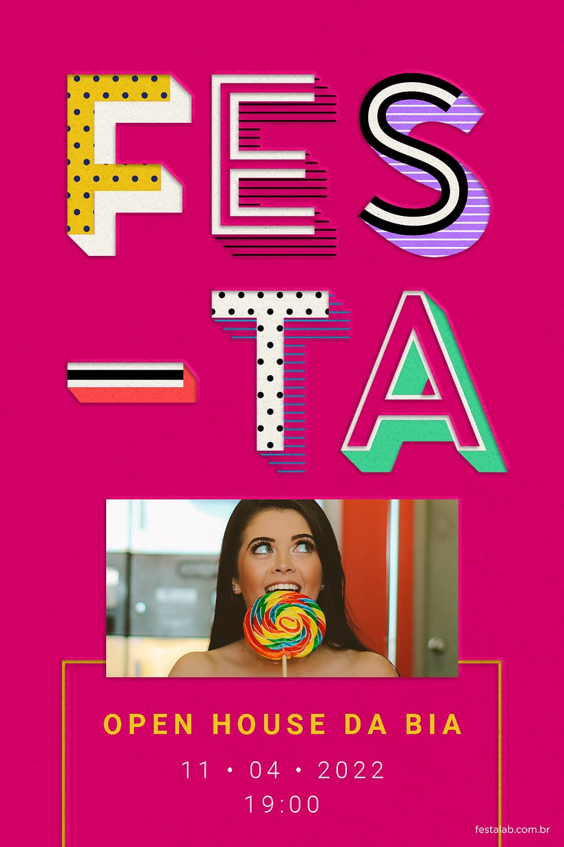 Modelo de Convite de Ocasioes especiais - Letras Festivas Criar convite de Ocasiões especiais - Letras Festivas| FestaLab