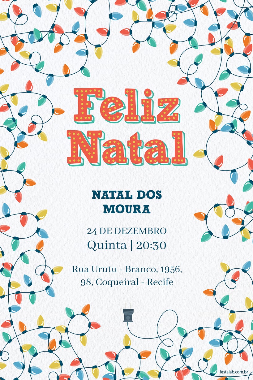 Modelo de Convite de Ocasioes especiais - Luzes de Natal Criar convite de Ocasiões especiais - Luzes de Natal| FestaLab