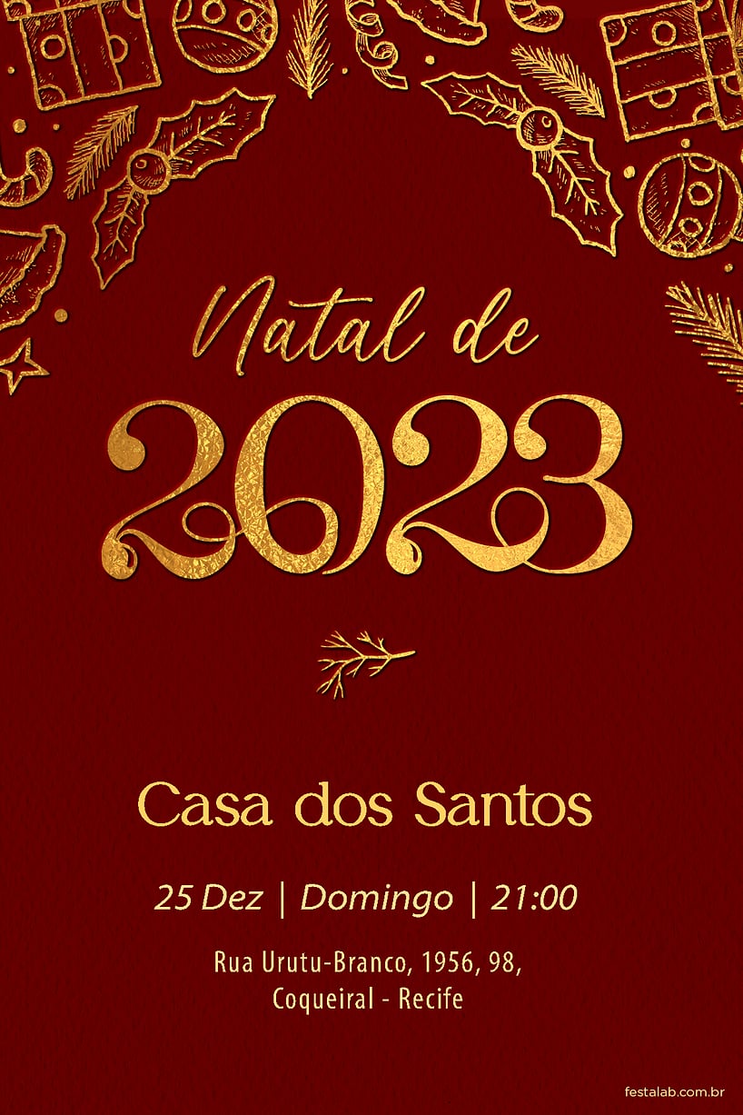 Modelo de Convite de Ocasioes especiais - Natal de 2023 Criar convite de Ocasiões especiais - Natal de 2023| FestaLab