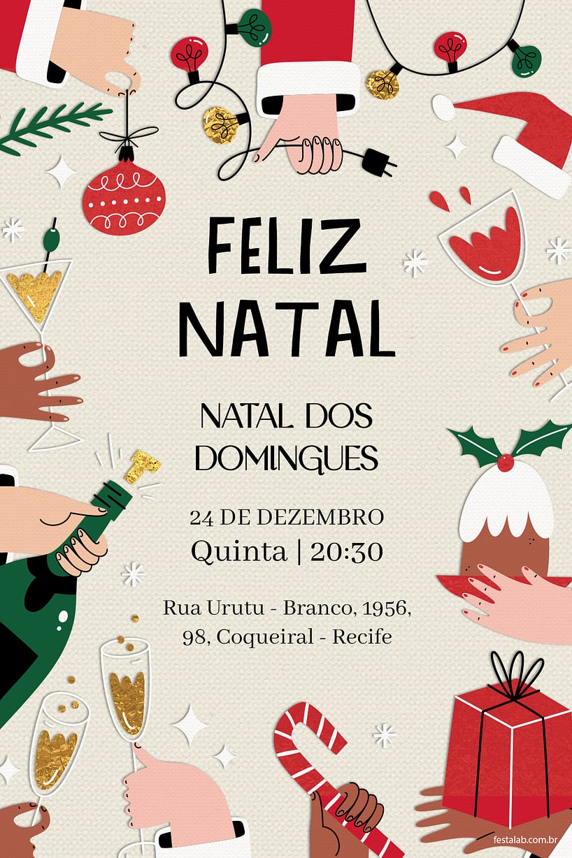 Modelo de Convite de Ocasioes especiais - Natal em familia Criar convite de Ocasiões especiais - Natal em família| FestaLab