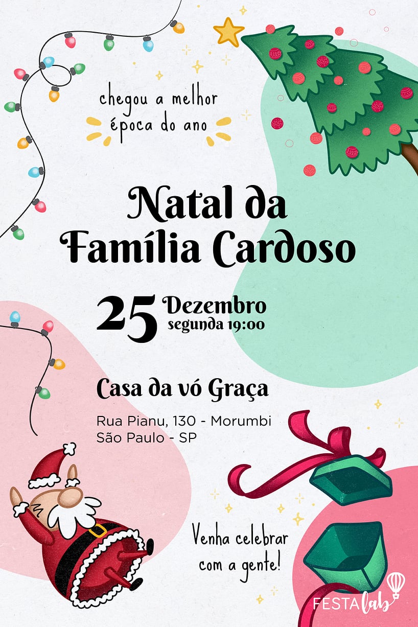 Modelo de Convite de Ocasioes especiais - Luzes Natalinas Criar convite de Ocasiões especiais - Luzes Natalinas| FestaLab