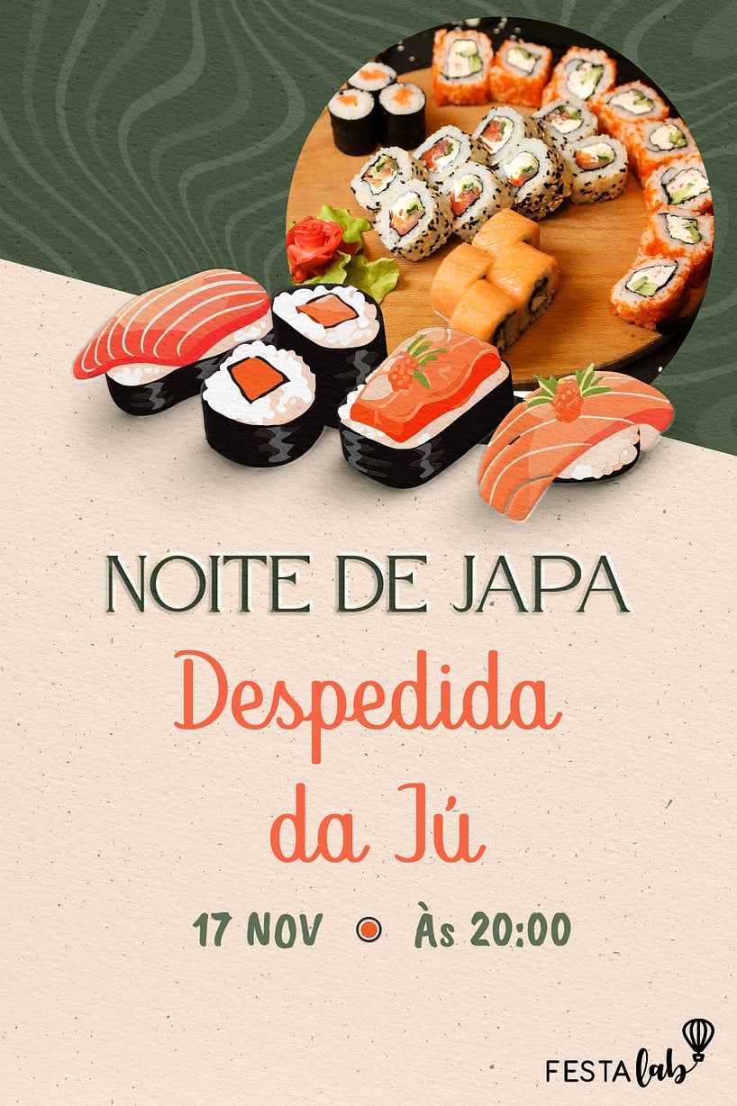 Modelo de Convite de Ocasioes especiais - Noite de Japa Criar convite de Ocasiões especiais - Noite de Japa| FestaLab