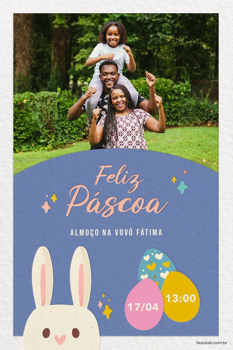 Modelo de Convite de Ocasioes especiais - Orelhinhas de Pascoa Criar convite de Ocasiões especiais - Orelhinhas de Páscoa| FestaLab
