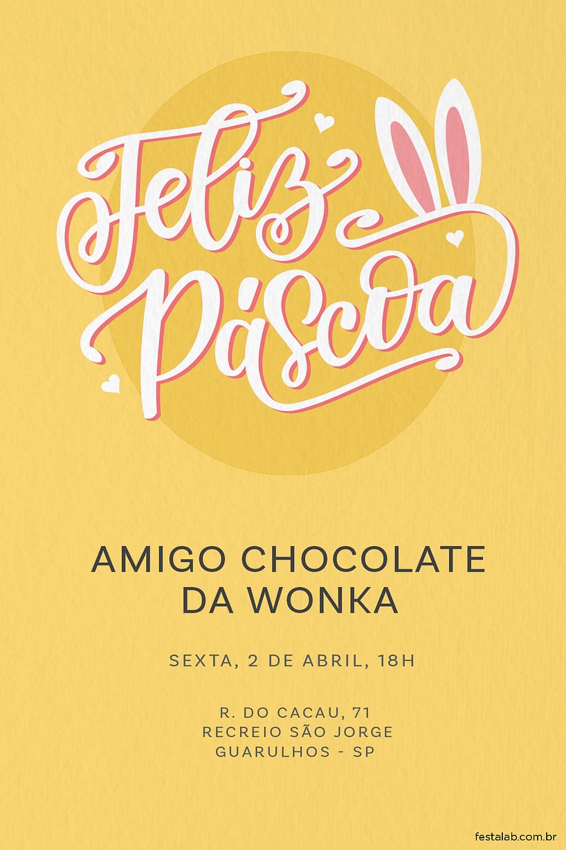 Modelo de Convite de Ocasioes especiais - Pascoa Lettering Criar convite de Ocasiões especiais - Páscoa Lettering| FestaLab