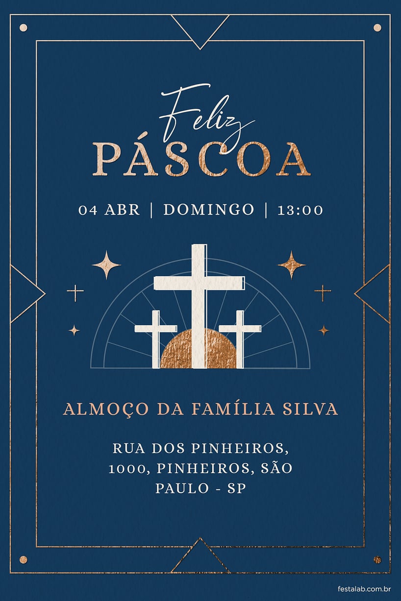 Modelo de Convite de Ocasioes especiais - Pascoa Religioso Azul Criar convite de Ocasiões especiais - Páscoa Religioso Azul| FestaLab