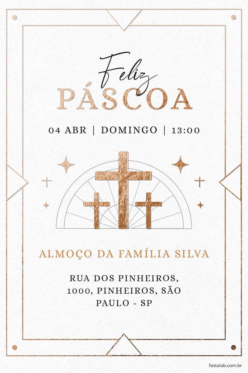 Modelo de Convite de Ocasioes especiais - Pascoa Religioso Branco Criar convite de Ocasiões especiais - Páscoa Religioso Branco| FestaLab