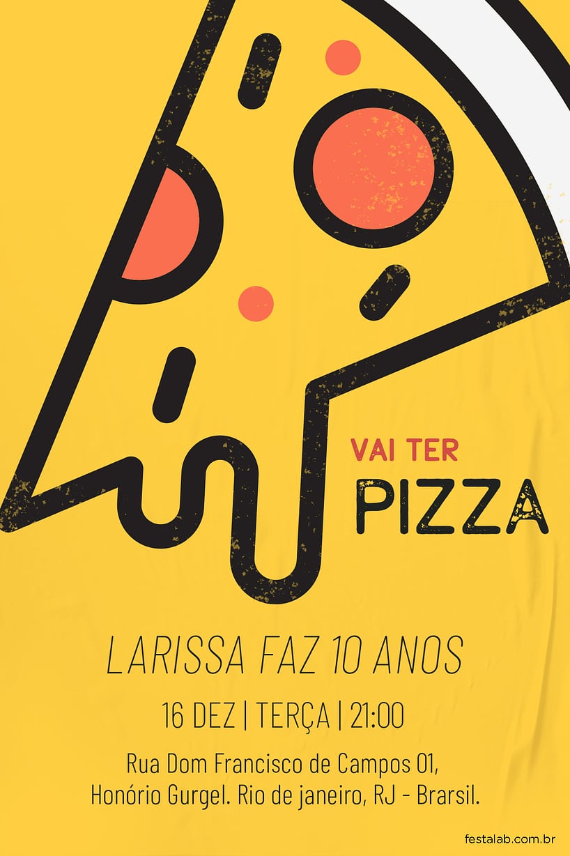 Modelo de Convite de Ocasioes especiais - Pizza Fun Criar convite de Ocasiões especiais - Pizza Fun| FestaLab