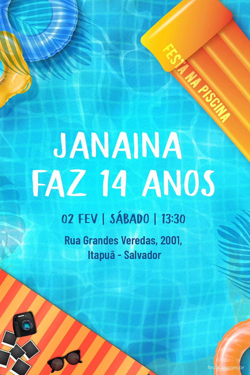Modelo de Convite de Ocasioes especiais - Pool Party Criar convite de Ocasiões especiais - Pool Party| FestaLab