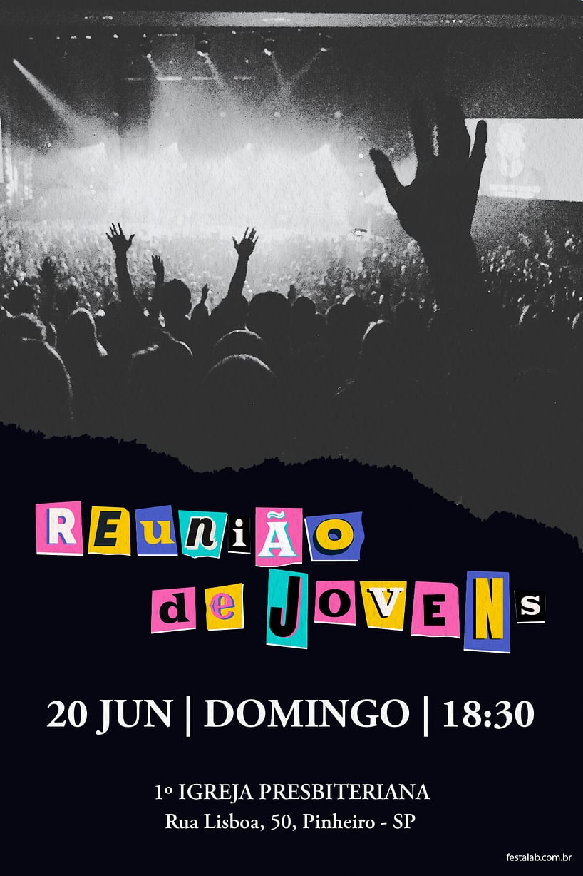 Modelo de Convite de Ocasioes especiais - Reuniao de Jovens Criar convite de Ocasiões especiais - Reunião de Jovens| FestaLab