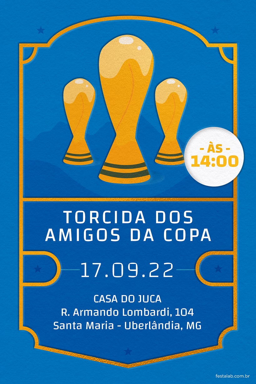 Modelo de Convite de Ocasioes especiais - Torcida azul Criar convite de Ocasiões especiais - Torcida azul| FestaLab