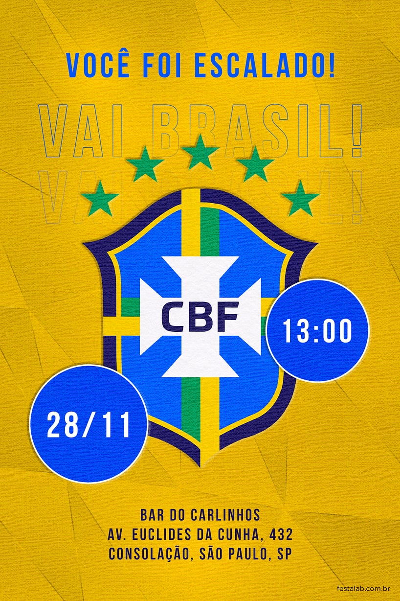 Modelo de Convite de Ocasioes especiais - Vai Brasil Criar convite de Ocasiões especiais - Vai Brasil| FestaLab