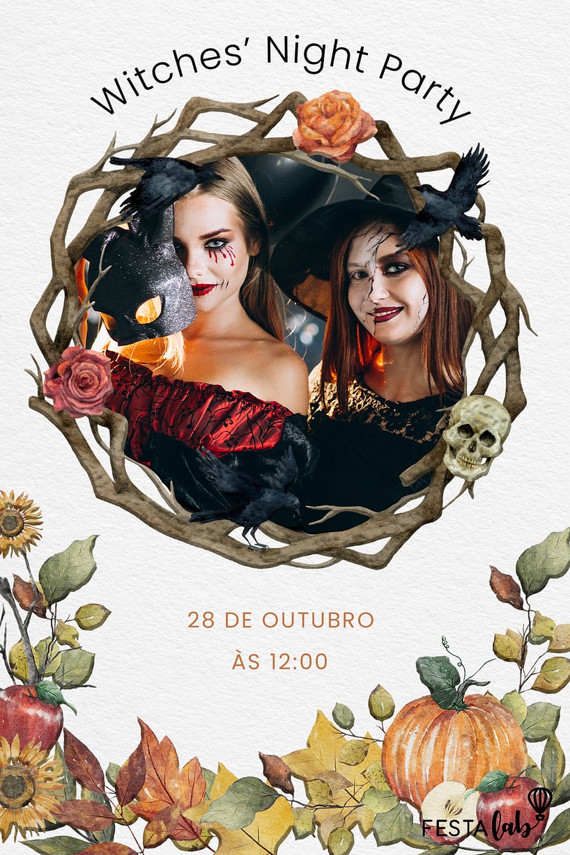 Modelo de Convite de Ocasioes especiais - Witches' Night Criar convite de Ocasiões especiais - Witches' Night| FestaLab