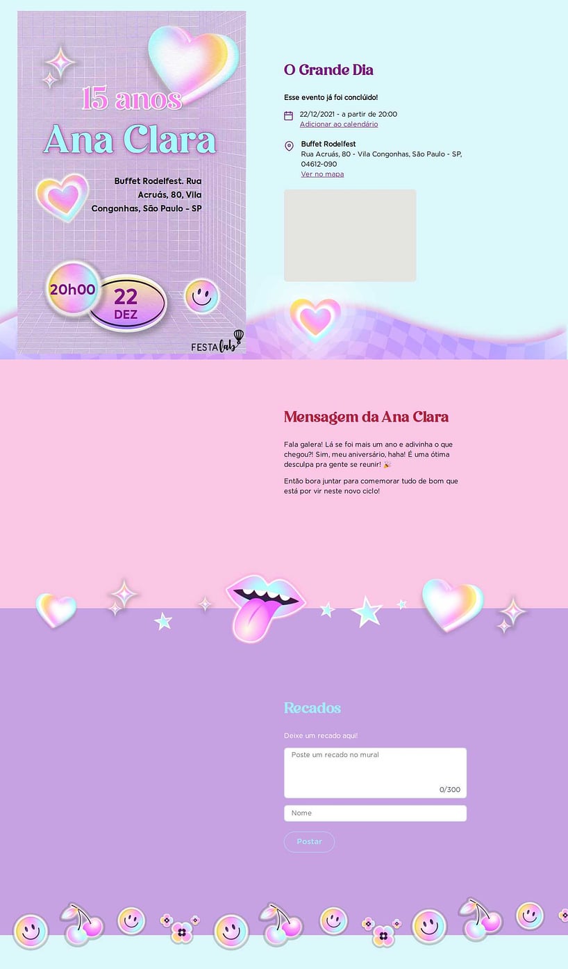 Convite Online Aniversário de 15 anos - 15 anos Y2K | FestaLab
