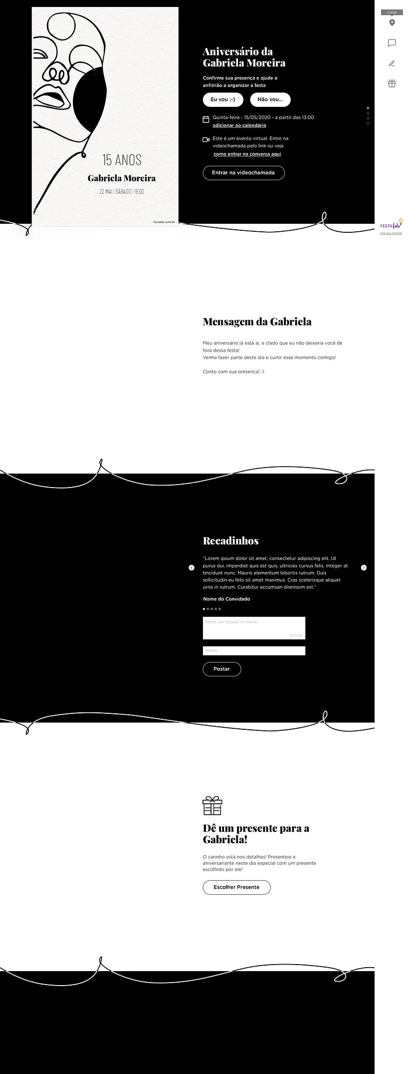 Convite Online Aniversário de 15 anos - 15 ANOS LINHAS | FestaLab