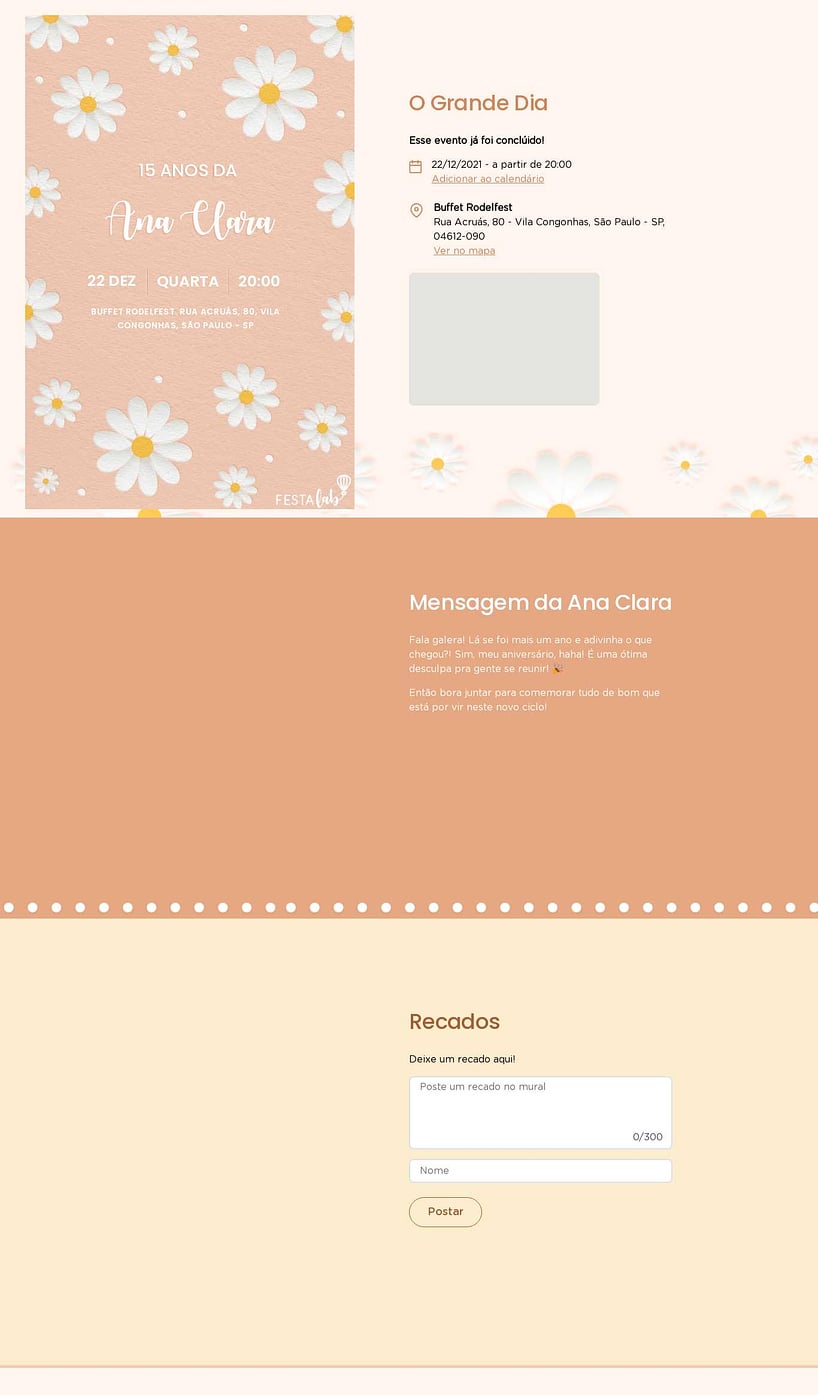 Convite Online Aniversário de 15 anos - Campo de Margaridas | FestaLab