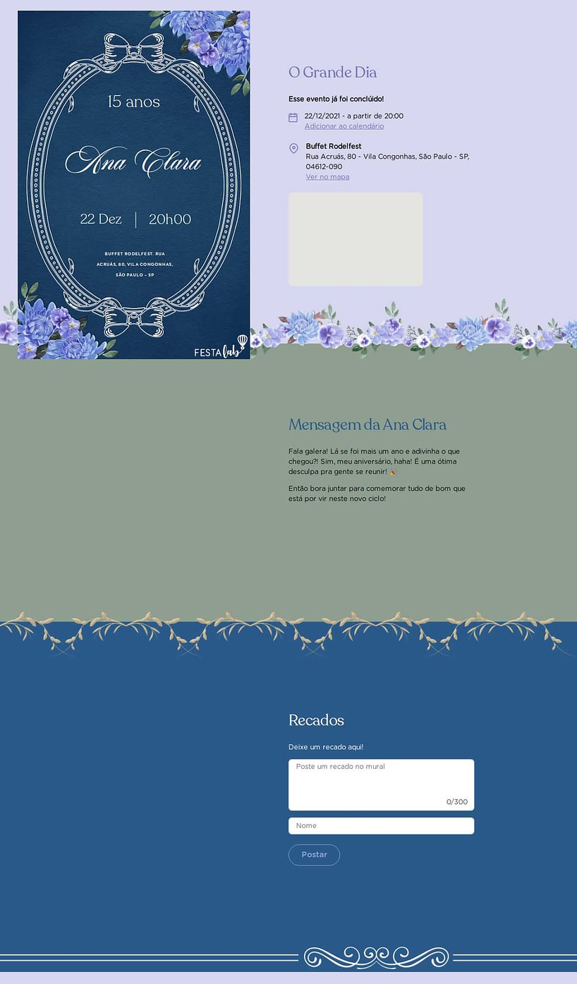 Convite Online Aniversário de 15 anos - Espelho Provençal | FestaLab