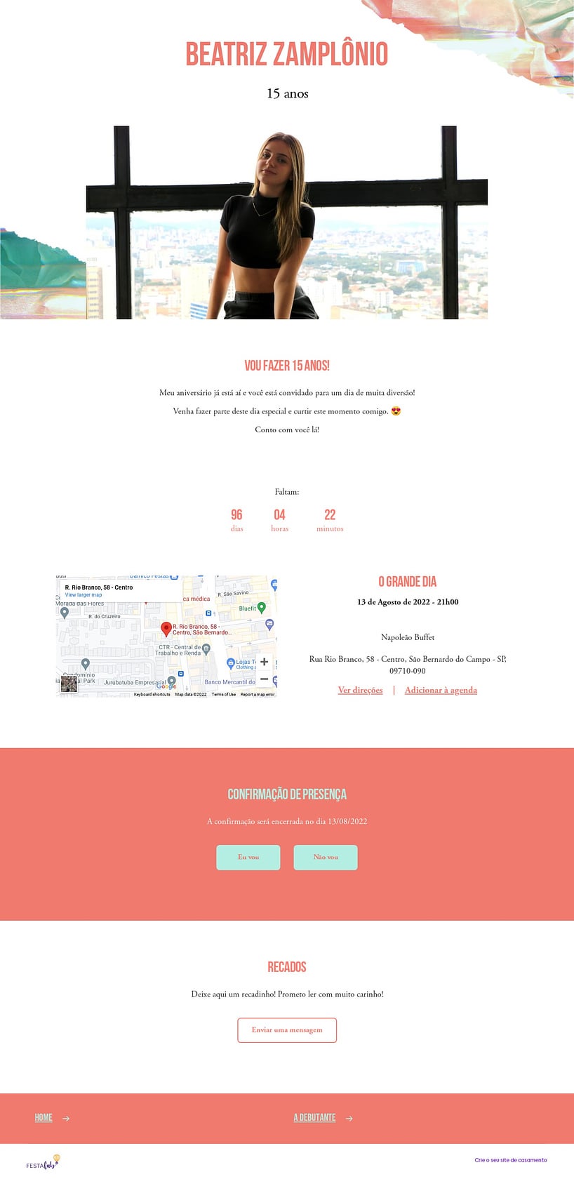 Convite Online Aniversário de 15 anos - Estilo Holográfico Rosa e Verde | FestaLab